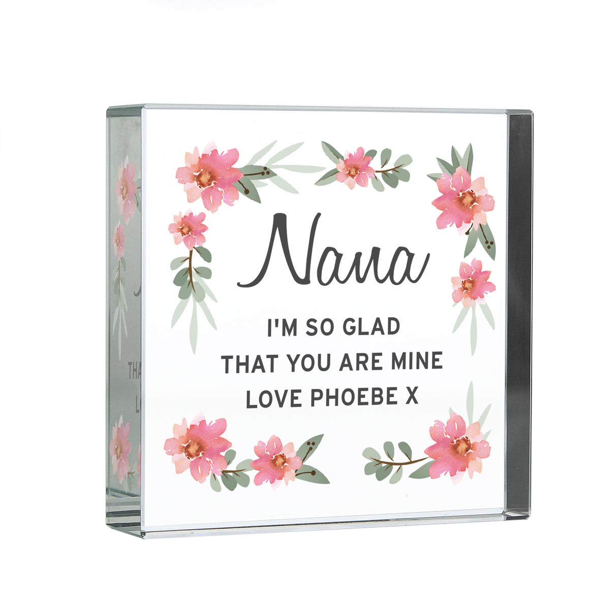 Personalised Floral Sentimental Crystal Token | Wedding Gift