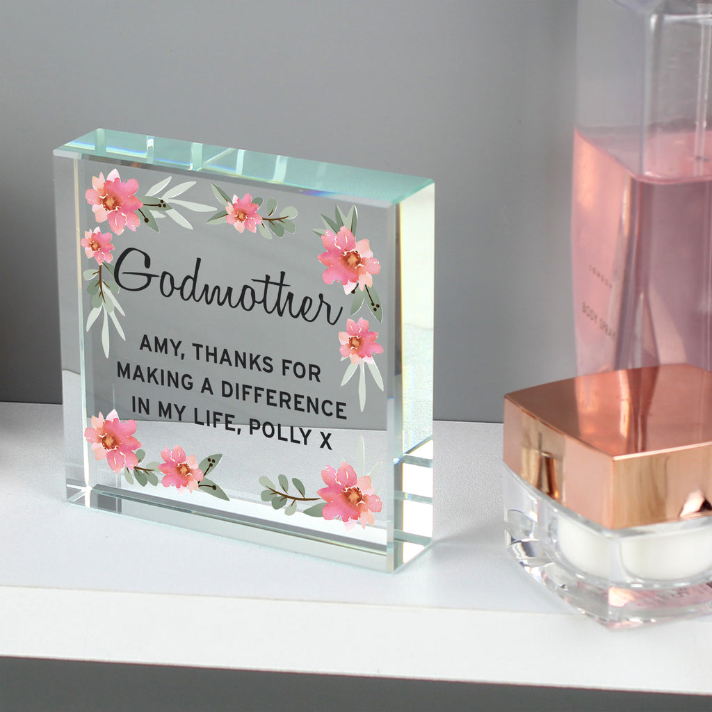 Personalised Floral Sentimental Crystal Token | Wedding Gift