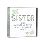 Personalised Floral Sister Crystal Token for New Home