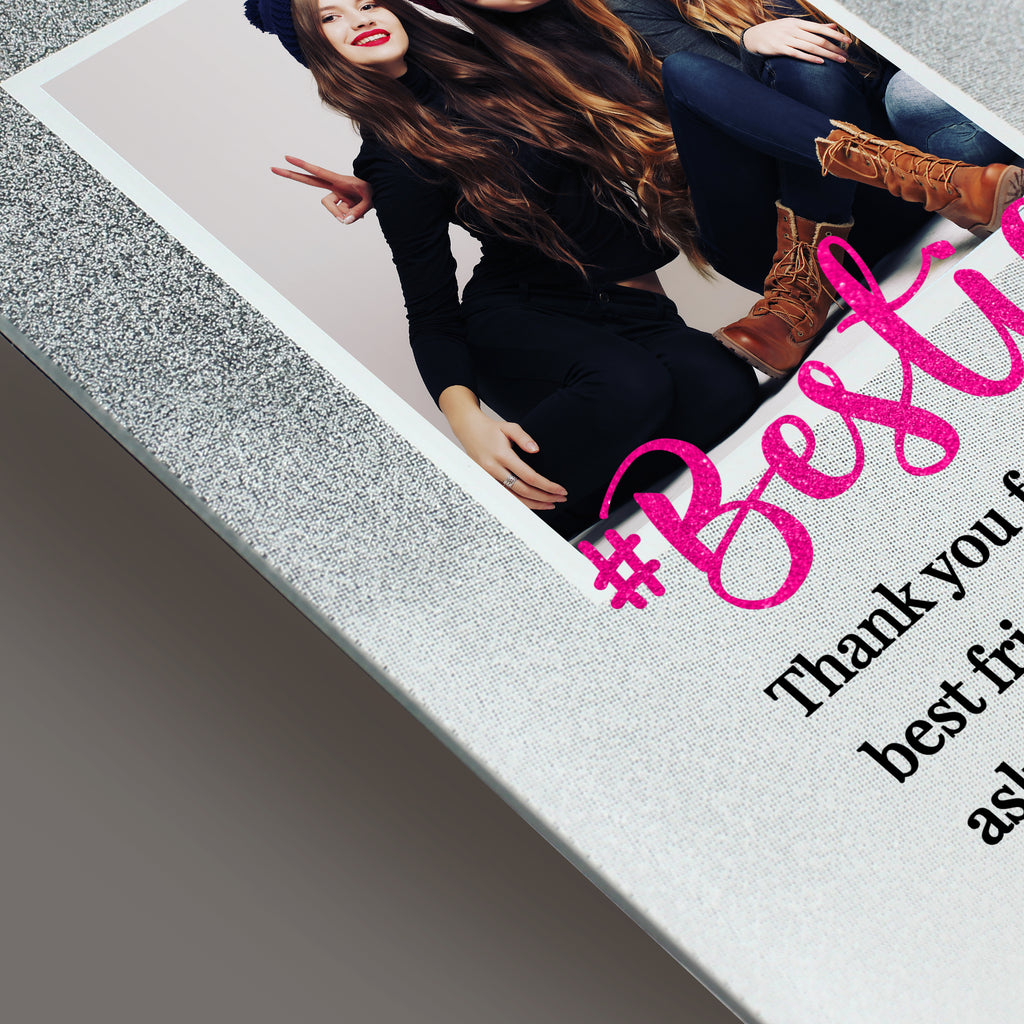 Personalised 'Bestie' 4x4 Glitter Glass Photo Frame - Inspired Creative Gifts