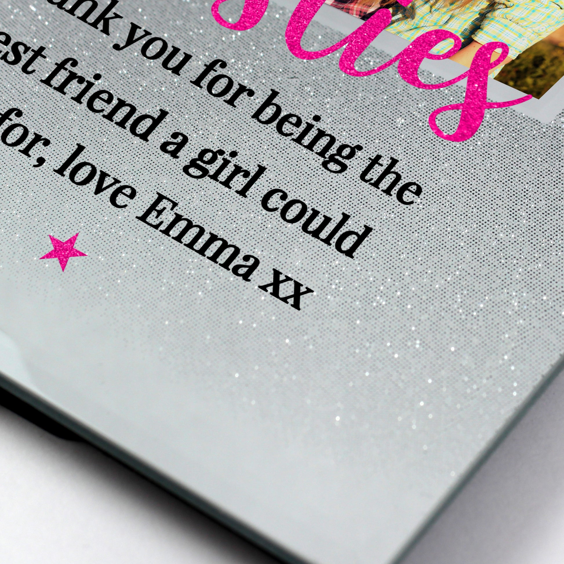 Personalised 'Bestie' 4x4 Glitter Glass Photo Frame - Inspired Creative Gifts