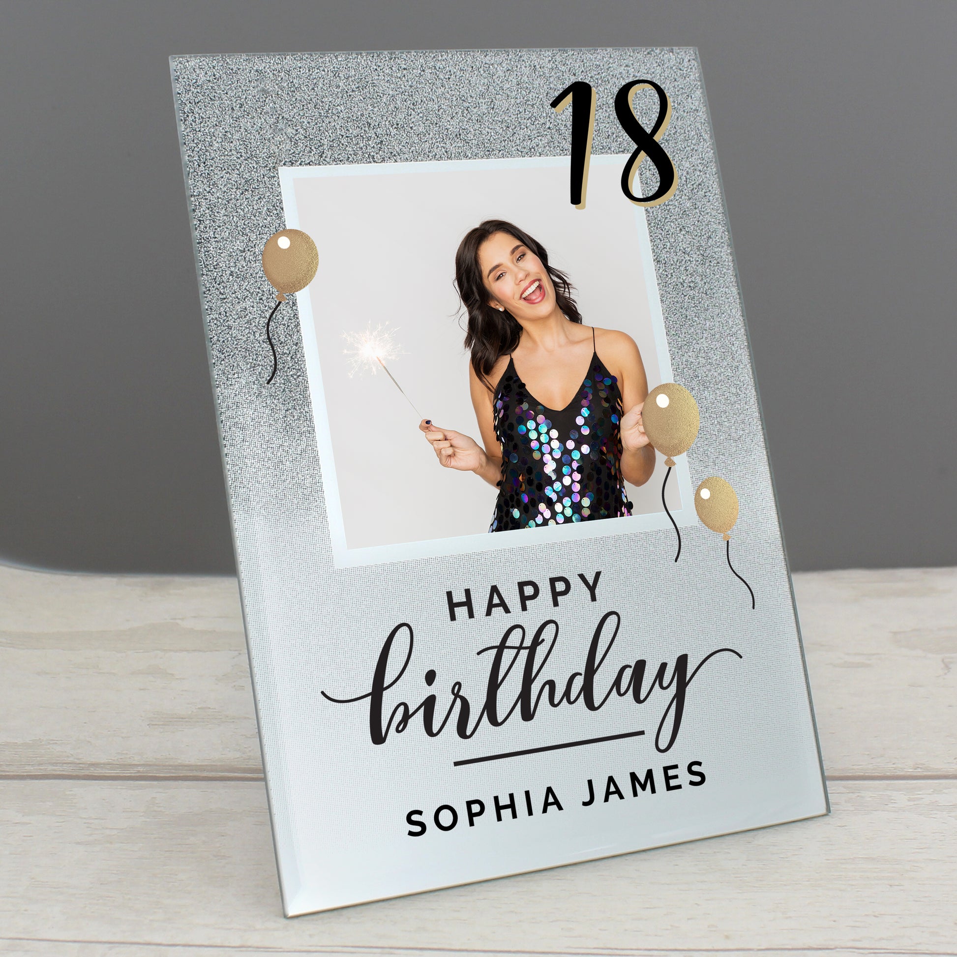 Personalised Birthday 4x4 Glitter Glass Photo Frame - Inspired Creative Gifts