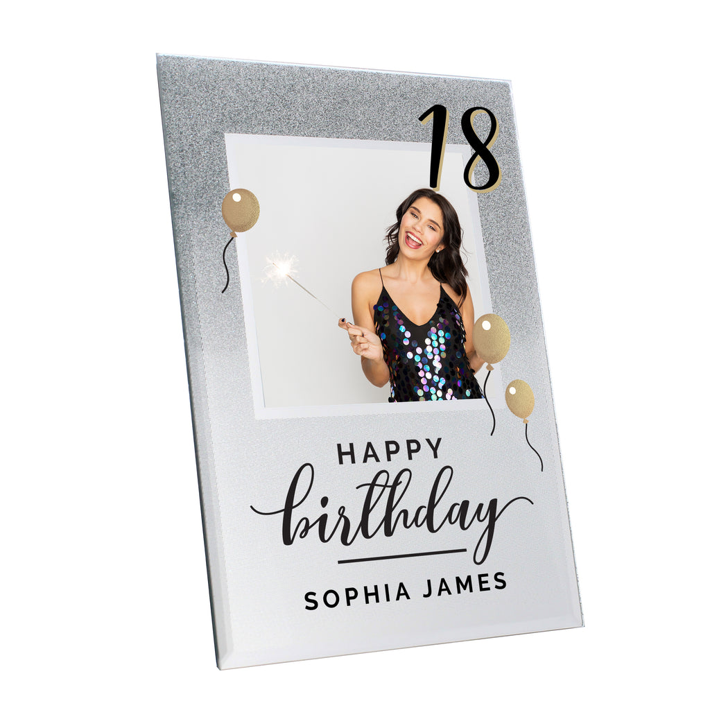 Personalised Birthday 4x4 Glitter Glass Photo Frame - Picture Frame - Inspired Creative Gifts