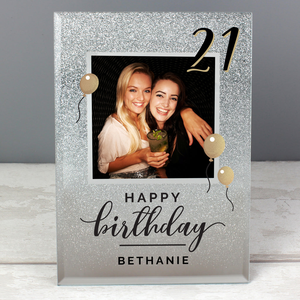 Personalised Birthday 4x4 Glitter Glass Photo Frame - Picture Frame - Inspired Creative Gifts