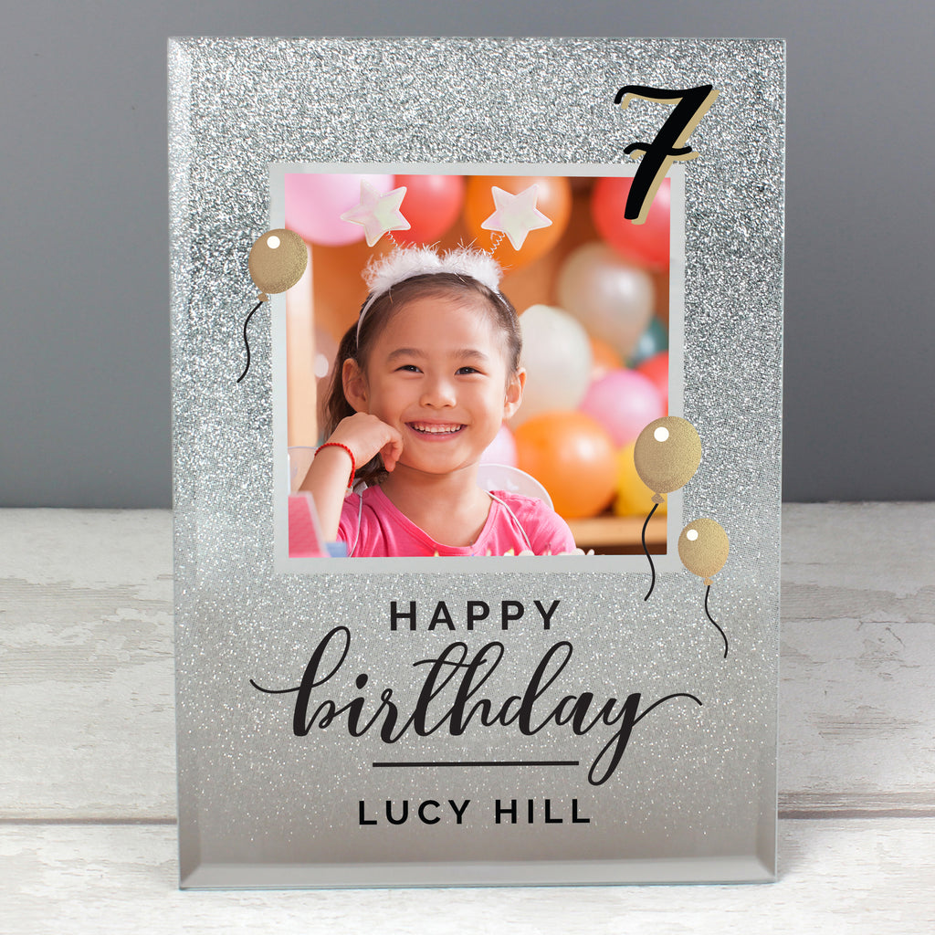 Personalised Birthday 4x4 Glitter Glass Photo Frame - Picture Frame - Inspired Creative Gifts