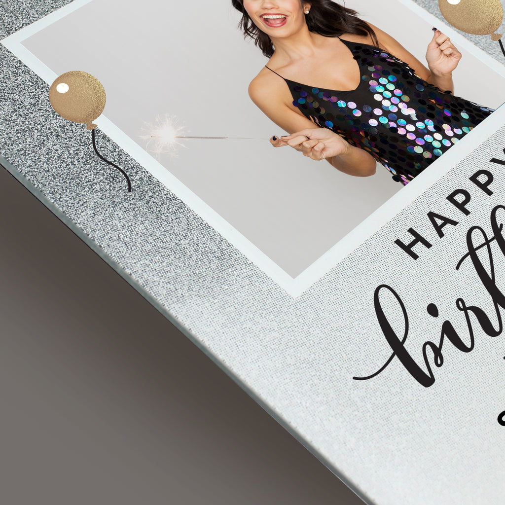 Personalised Birthday 4x4 Glitter Glass Photo Frame - Picture Frame - Inspired Creative Gifts