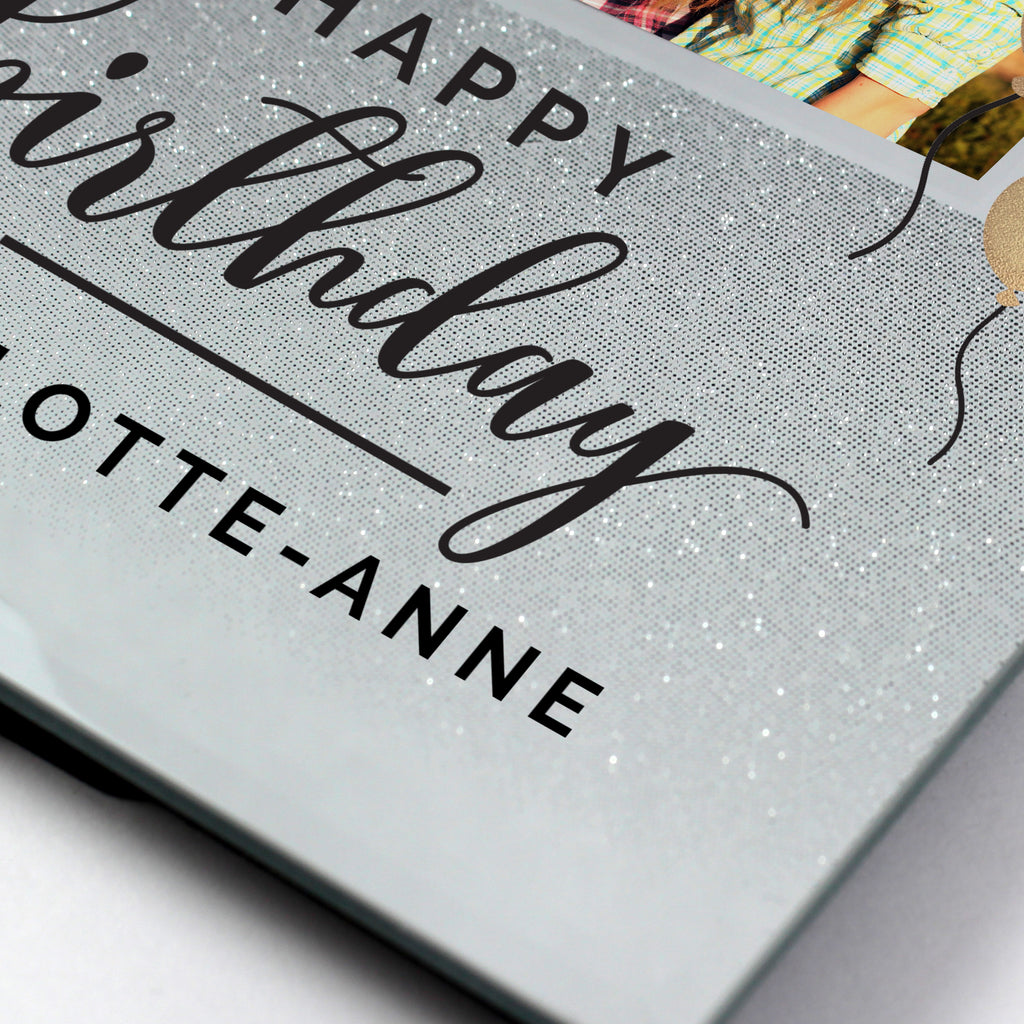 Personalised Birthday 4x4 Glitter Glass Photo Frame - Picture Frame - Inspired Creative Gifts
