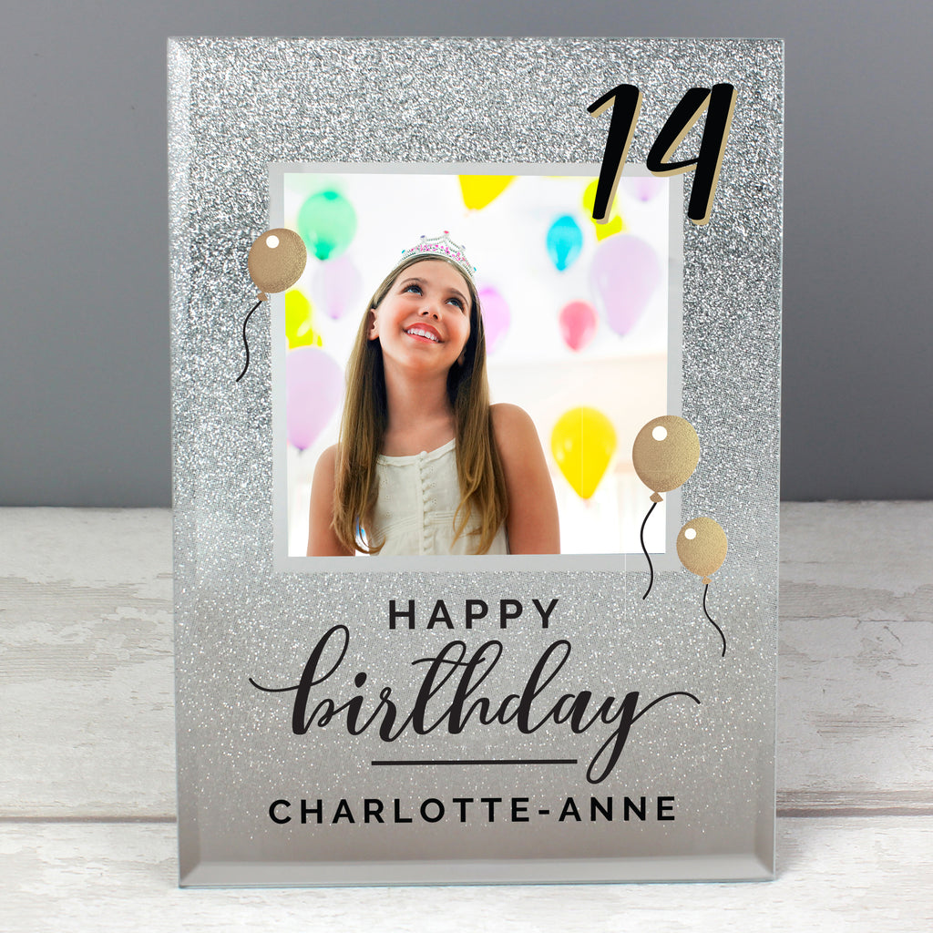 Personalised Birthday 4x4 Glitter Glass Photo Frame - Picture Frame - Inspired Creative Gifts