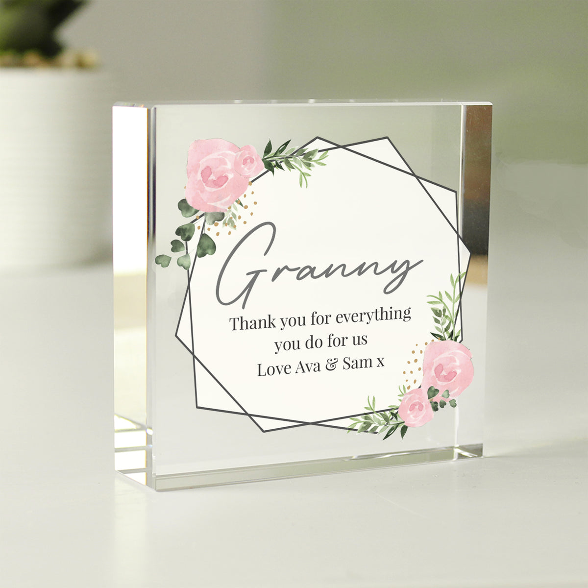 Personalised Abstract Rose Crystal Token | Ornaments | Inspired Creative Gifts