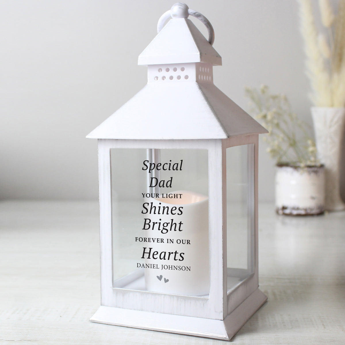 Personalised 'Your Light Shines Bright' White Lantern for Memorial