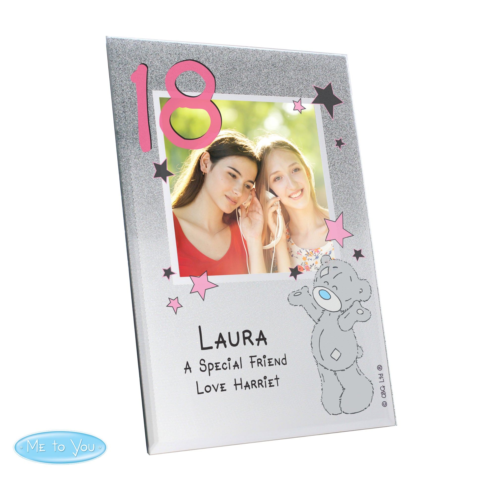 Personalised Me To You Sparkle & Shine 4x4 Glitter Glass Photo Frame - Inspired Creative Gifts