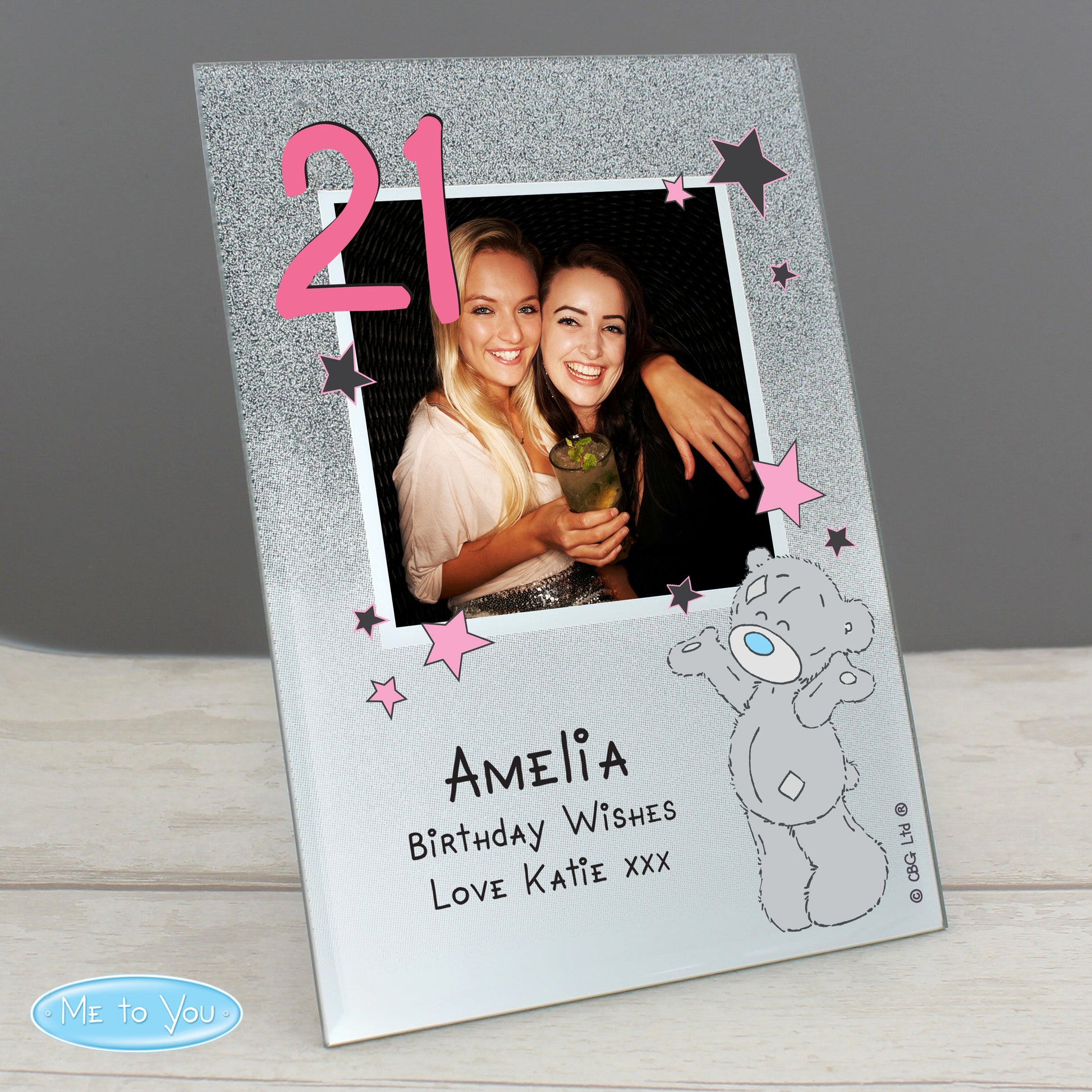 Personalised Me To You Sparkle & Shine 4x4 Glitter Glass Photo Frame - Inspired Creative Gifts
