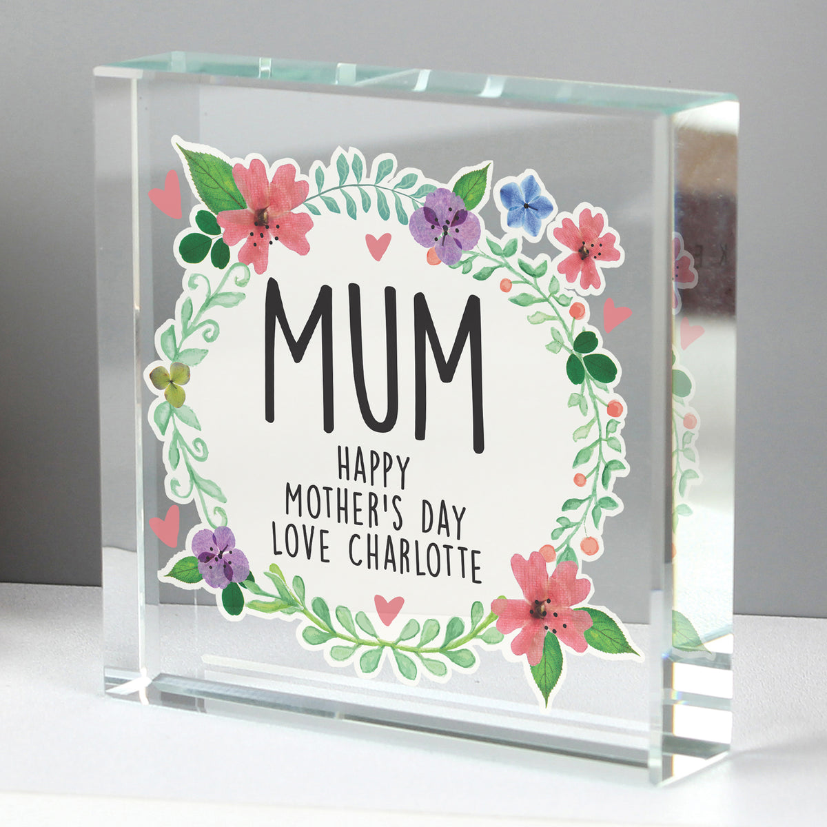 Personalised Floral Crystal Token | Gift for Her
