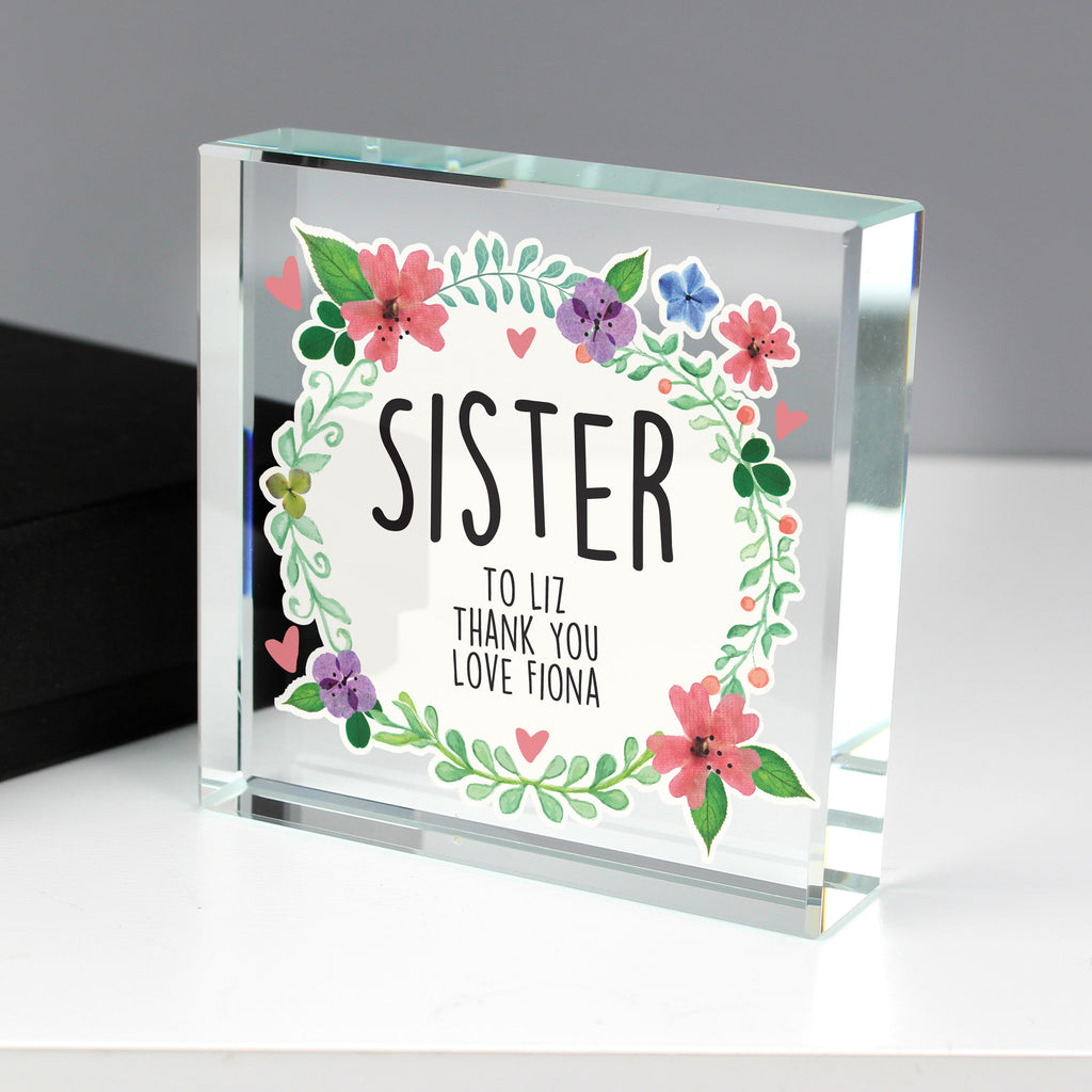 Personalised Floral Crystal Token | Gift for Her