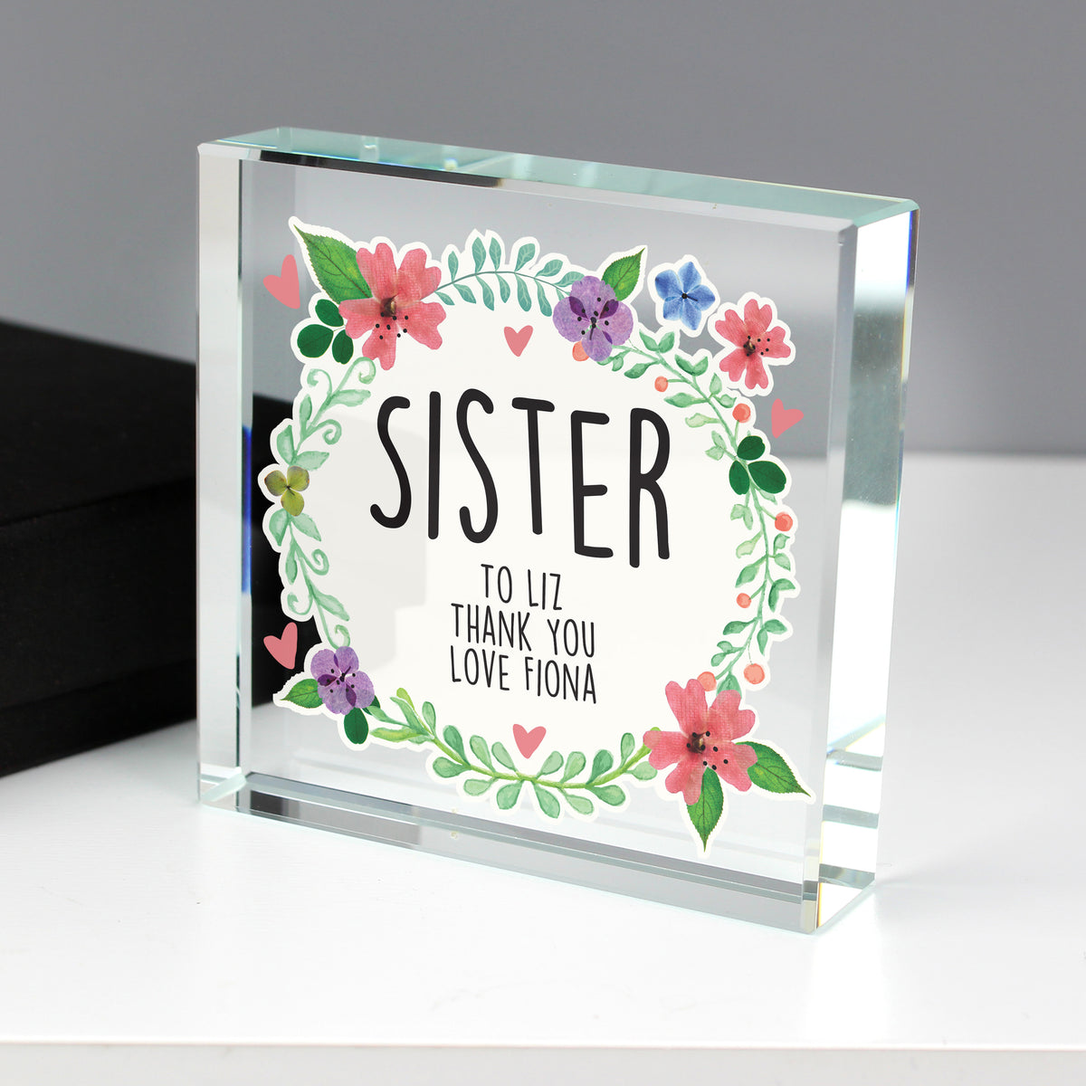 Personalised Floral Crystal Token | Gift for Her