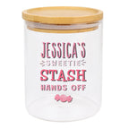 Personalised Sweetie Stash Glass Jar with Bamboo Lid | Storage | Christmas Gift
