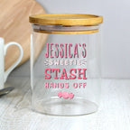 Personalised Sweetie Stash Glass Jar with Bamboo Lid | Storage | Christmas Gift