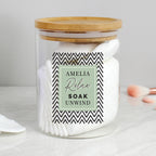 Personalised Abstract Free Text Glass Jar with Bamboo Lid | Storage