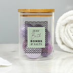 Personalised Abstract Free Text Glass Jar with Bamboo Lid | Storage