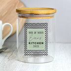 Personalised Abstract Free Text Glass Jar with Bamboo Lid | Storage