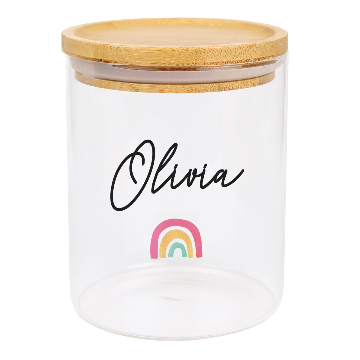 Personalised Rainbow Glass Jar with Bamboo Lid | Storage | Inspired Creative Gifts