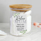 Personalised Botanical Glass Jar with Bamboo Lid for Christmas