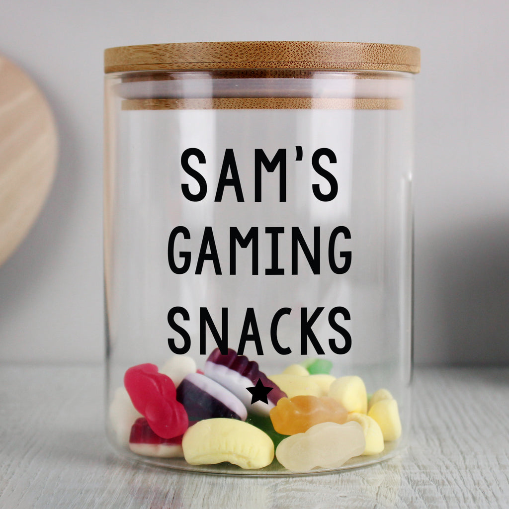 Personalised Free Text Glass Jar with Bamboo Lid | Storage | Christmas Gift