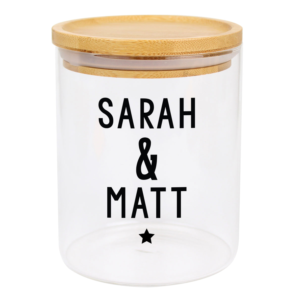 Personalised Free Text Glass Jar with Bamboo Lid | Storage | Christmas Gift