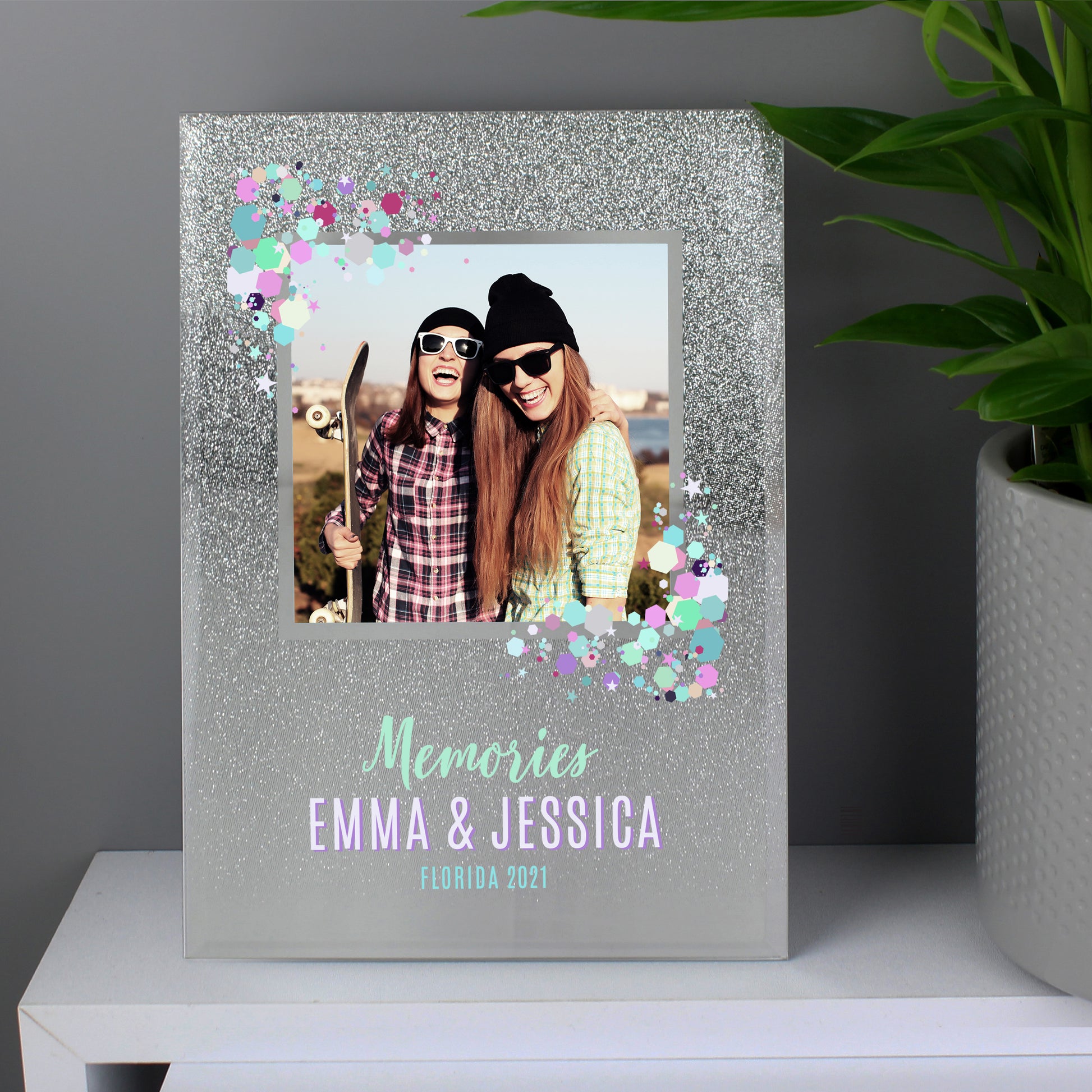 Personalised Festival Style 4x4 Glitter Glass Photo Frame - Inspired Creative Gifts