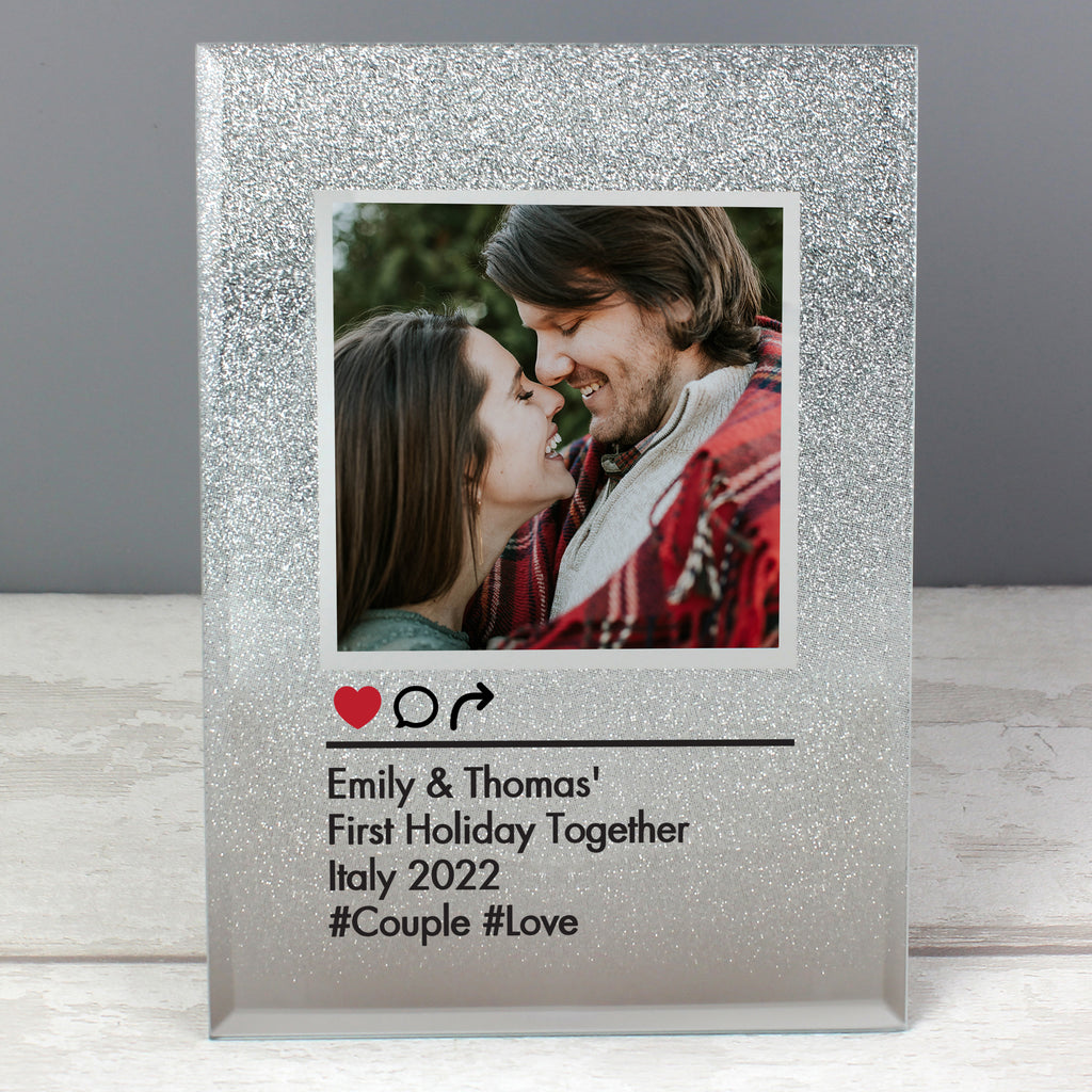Personalised Instagram Post 4x4 Glitter Glass Photo Frame - Inspired Creative Gifts