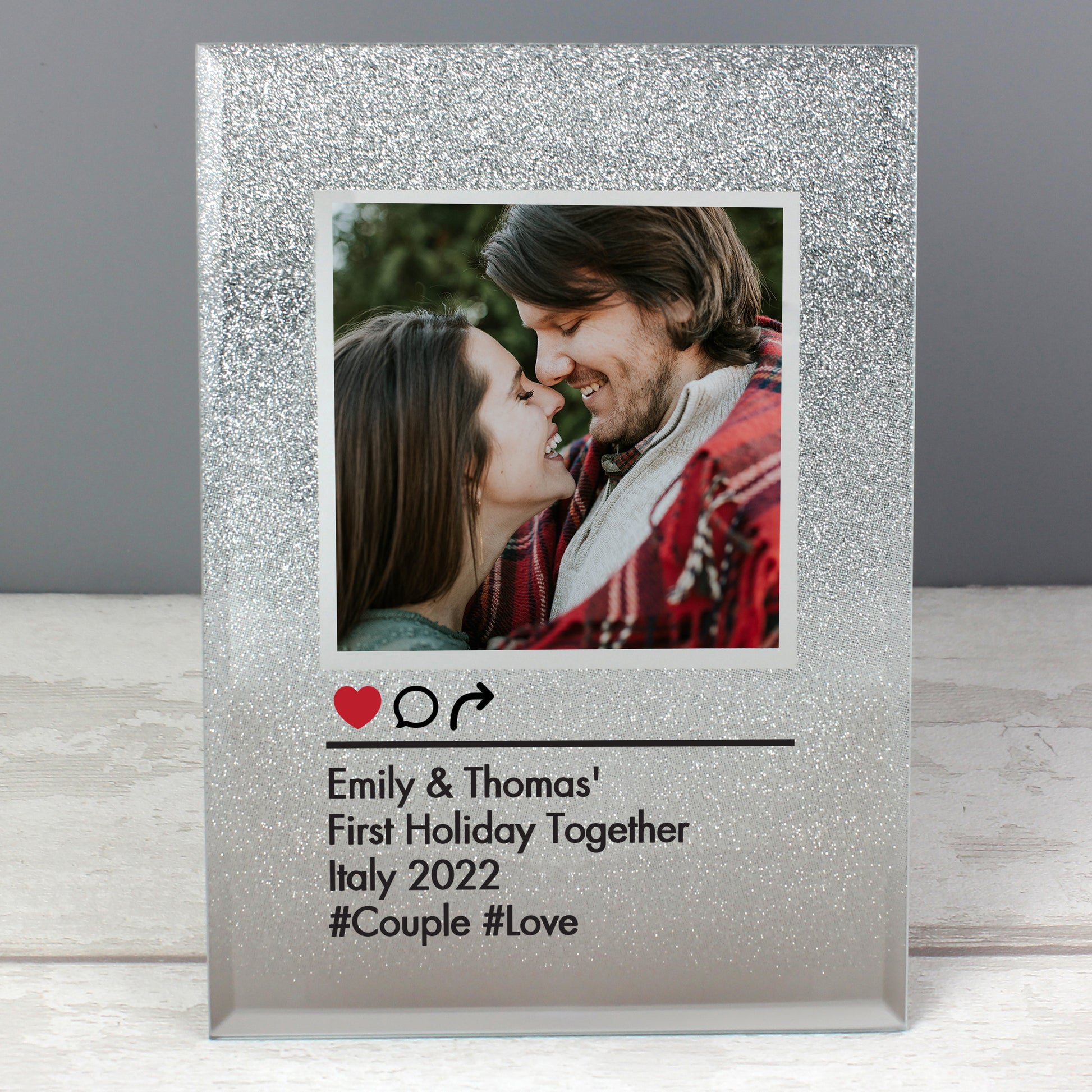 Personalised Instagram Post 4x4 Glitter Glass Photo Frame - Inspired Creative Gifts