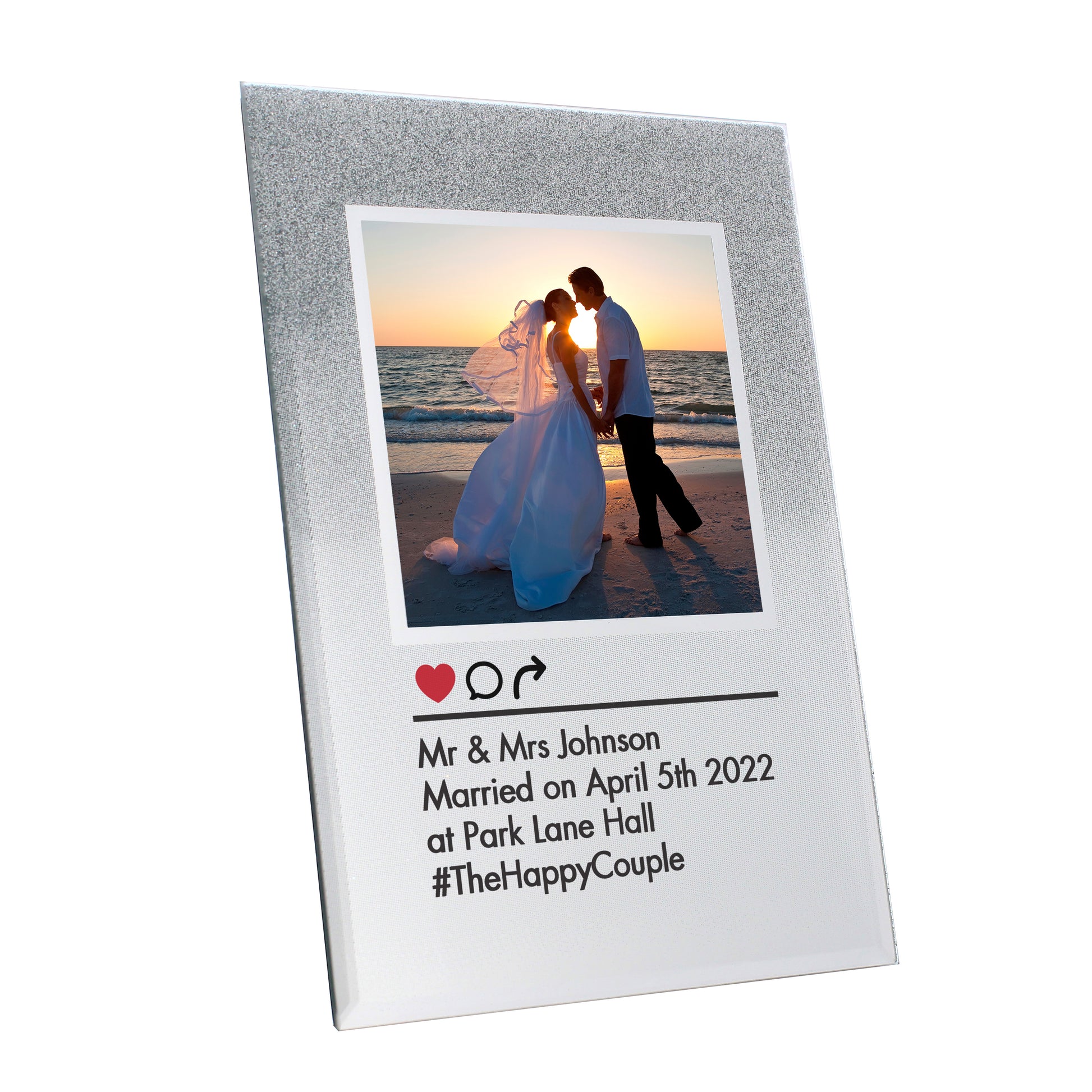 Personalised Instagram Post 4x4 Glitter Glass Photo Frame - Inspired Creative Gifts