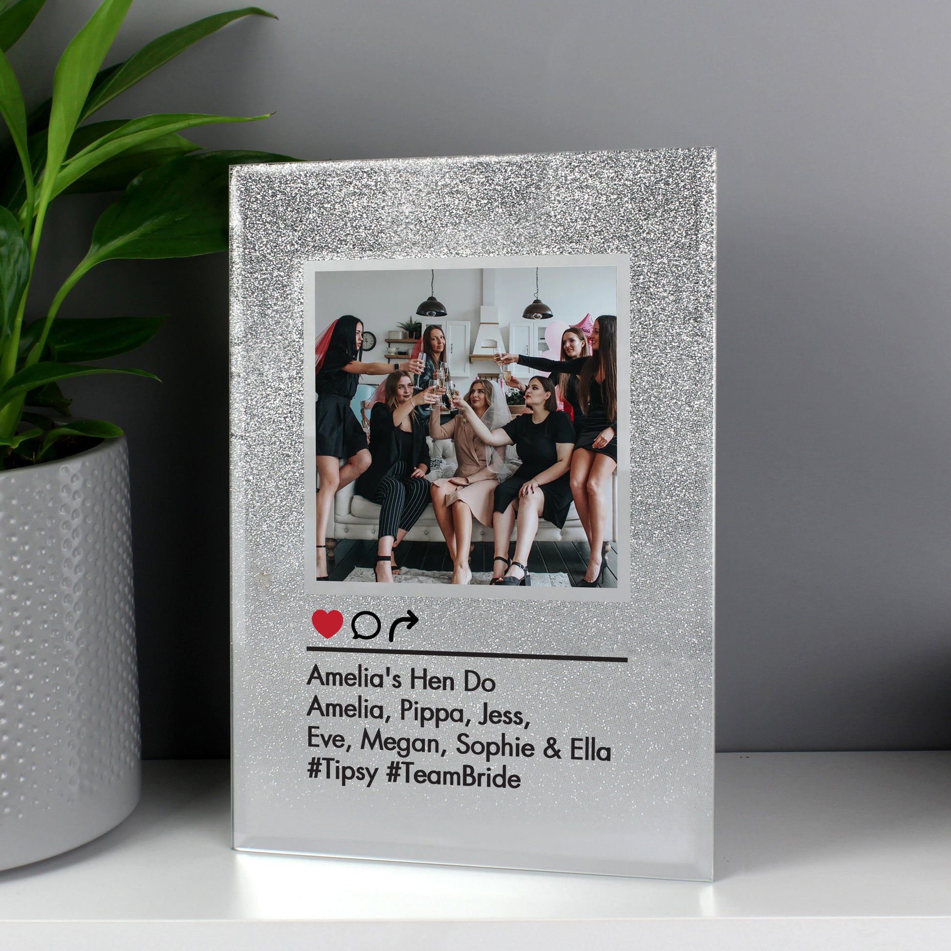 Personalised Instagram Post 4x4 Glitter Glass Photo Frame - Inspired Creative Gifts