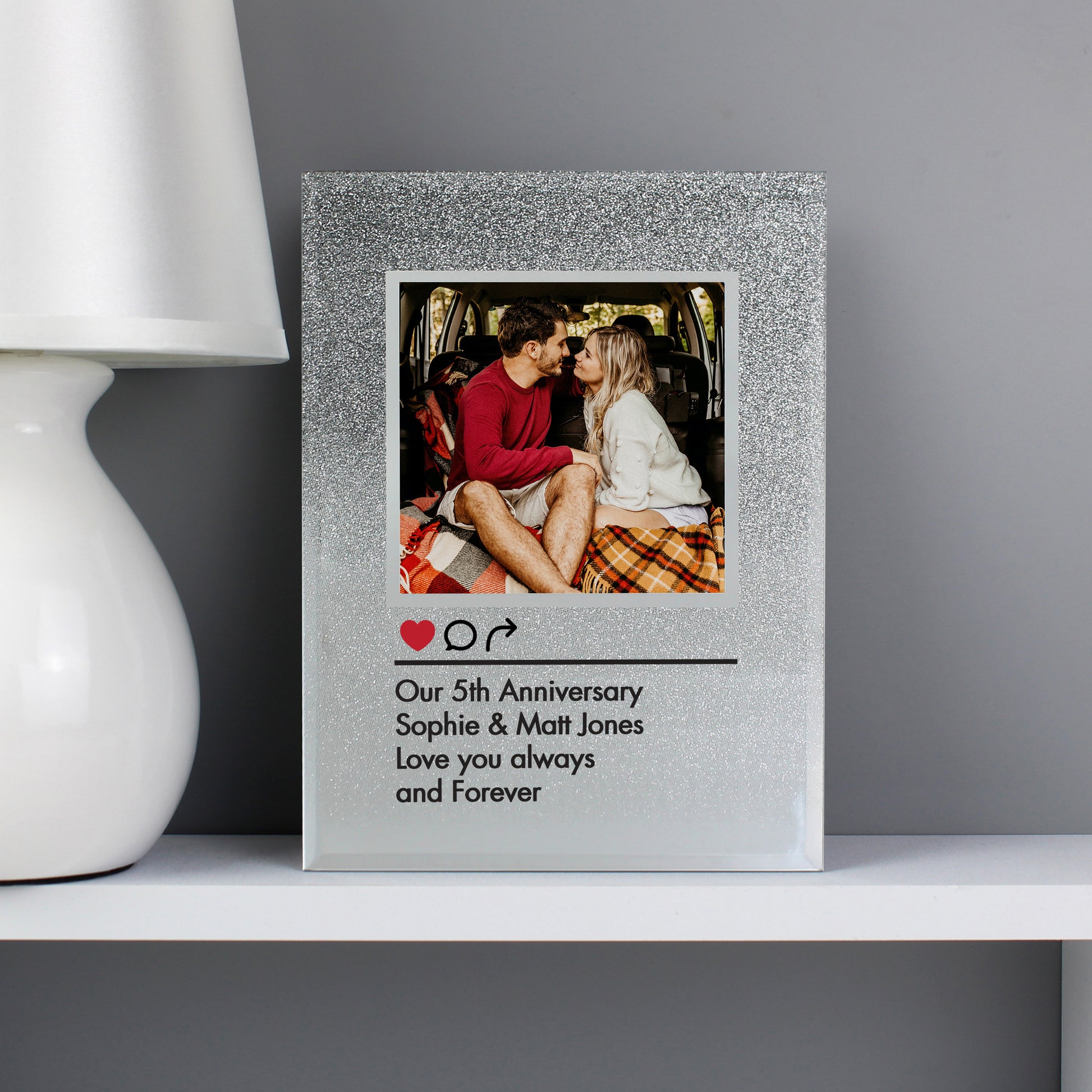 Personalised Instagram Post 4x4 Glitter Glass Photo Frame - Inspired Creative Gifts