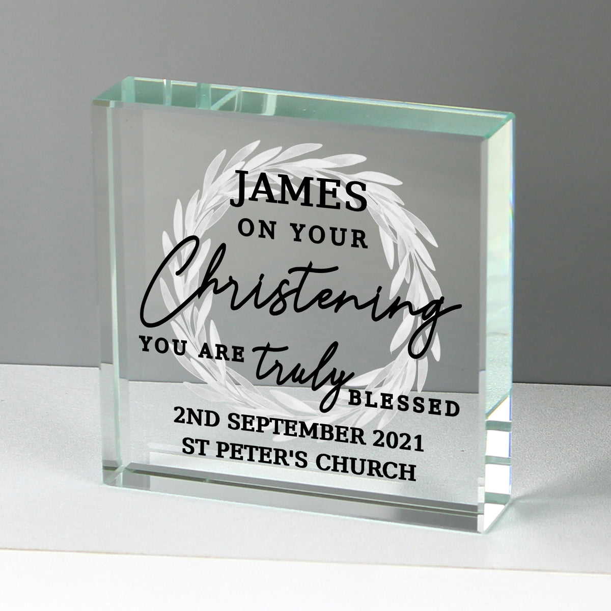 Personalised 'Truly Blessed' Crystal Token | Keepsakes | Christening Gift