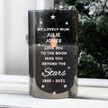 Personalised Miss You Beyond The Stars Smoked Glass LED Candle for Memorial