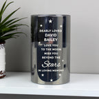 Personalised Miss You Beyond The Stars Smoked Glass LED Candle for Memorial