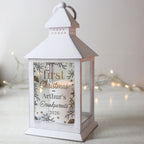 Personalised First Christmas White Lantern for Christmas