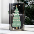Personalised Christmas Tree Smoked Glass LED Candle for Christmas