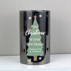Personalised Christmas Tree Smoked Glass LED Candle for Christmas