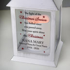 Personalised Christmas Season Memorial White Lantern | Christmas Gift