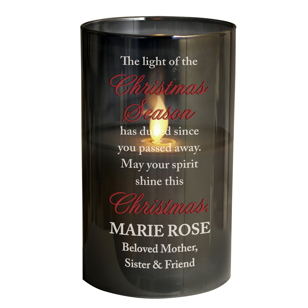 Personalised Christmas Season Memorial Smoked LED Candle for Christmas