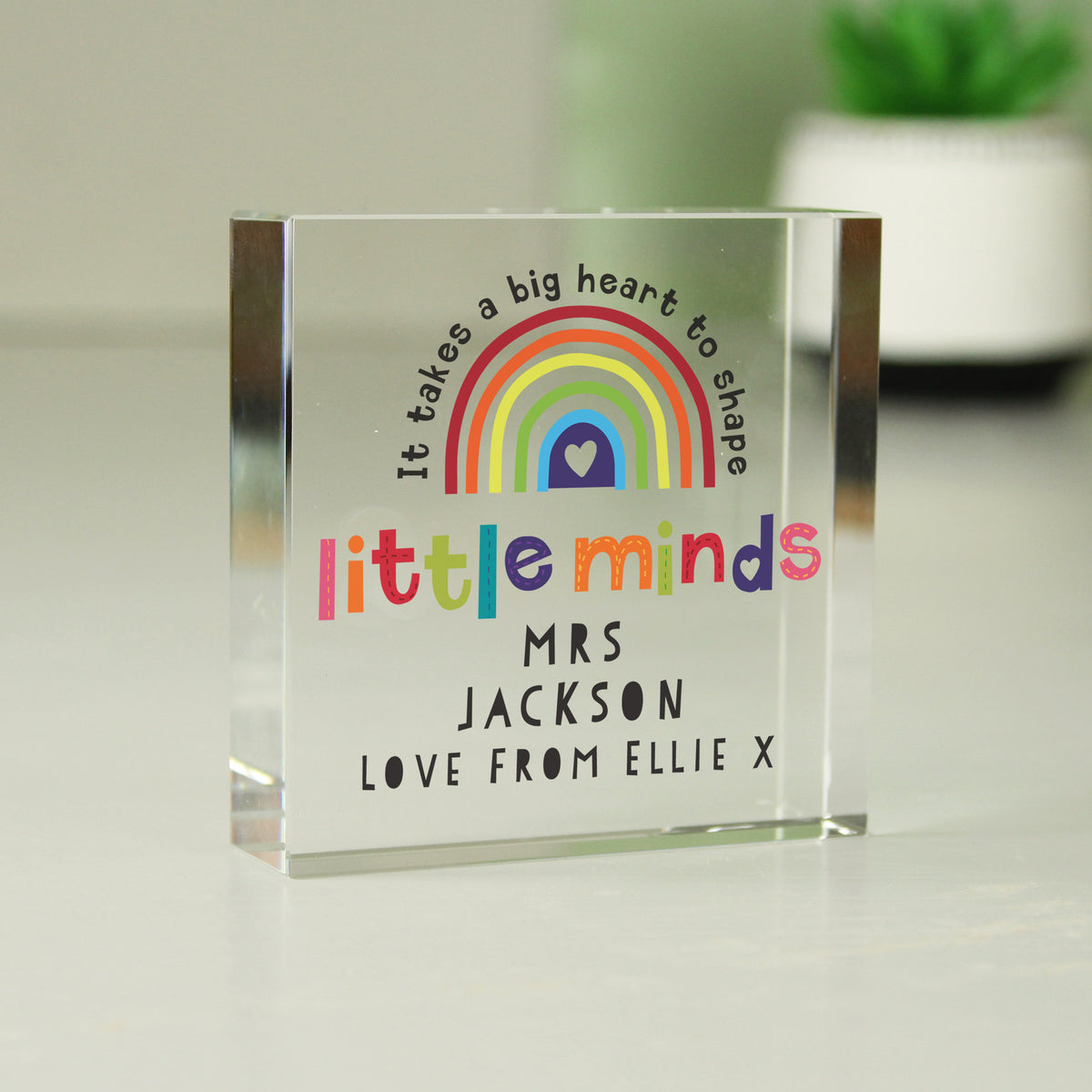 Personalised Shape Little Minds Crystal Token | Ornaments | Inspired Creative Gifts