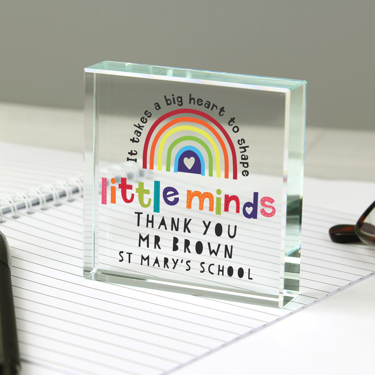 Personalised Shape Little Minds Crystal Token | Ornaments | Inspired Creative Gifts