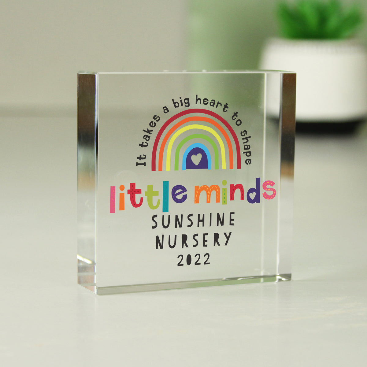 Personalised Shape Little Minds Crystal Token | Ornaments | Inspired Creative Gifts