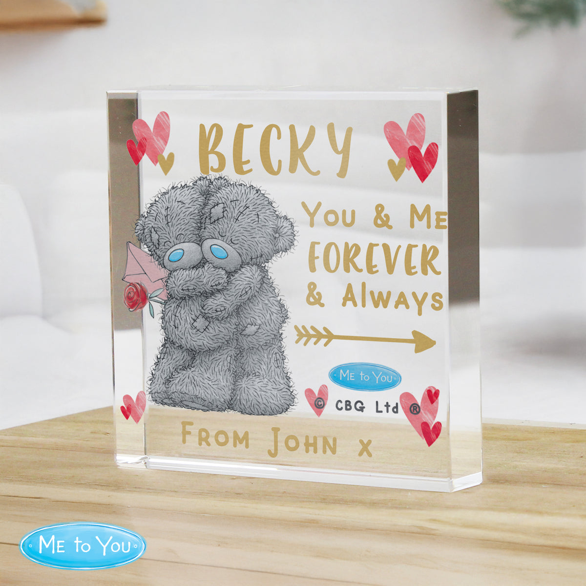 Personalised Me To You Hold You Forever Crystal Token for Valentine's Day