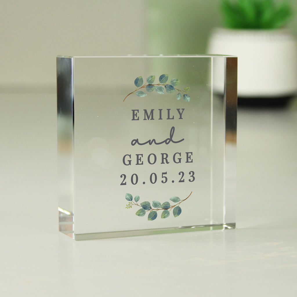 Personalised Botanical Crystal Token | Wedding Gift