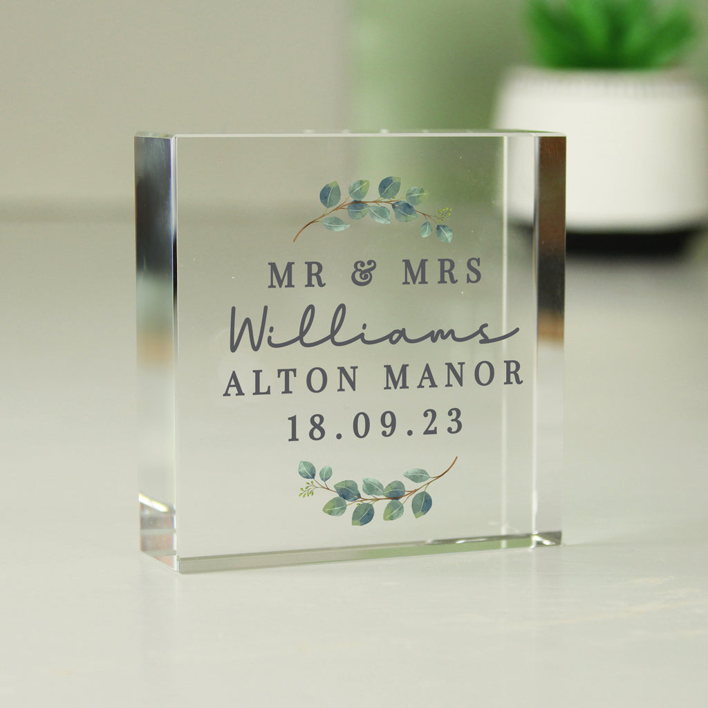 Personalised Botanical Crystal Token | Wedding Gift