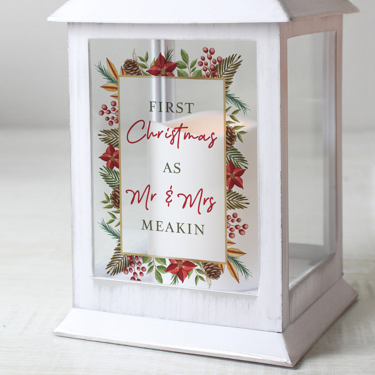 Personalised Christmas White LED Lantern | Christmas Gift