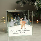 Personalised Christmas Deer Glass Tea Light Candle Holder | Candles & Reed Diffusers | Christmas Gift